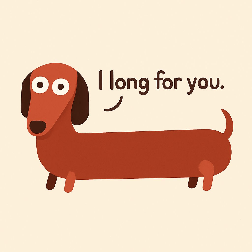 Открытка с таксой и признанием I Long for You