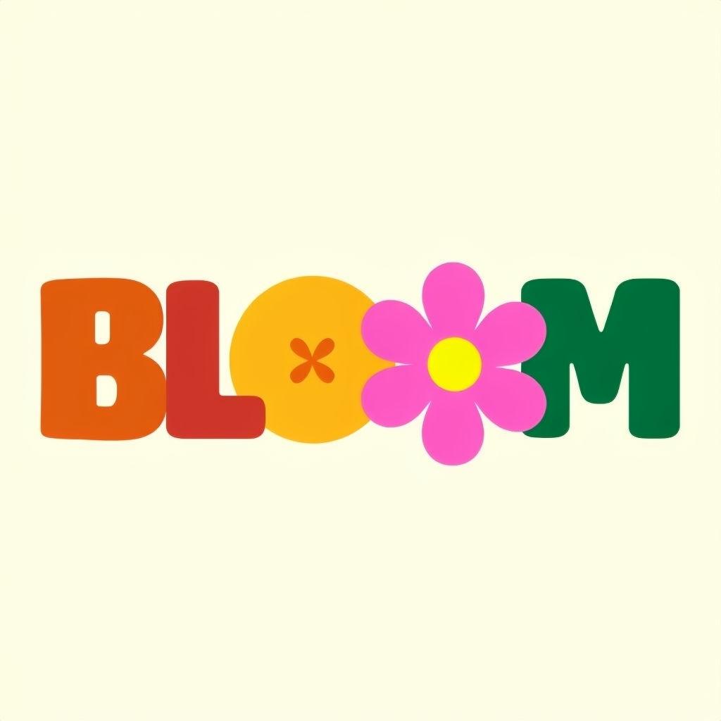 Яркий логотип BLOOM с цветком