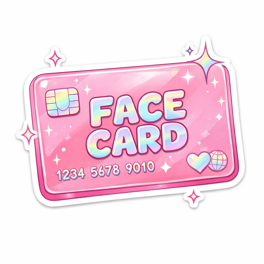 Глянцевый стикер Face Card в эстетике Y2K