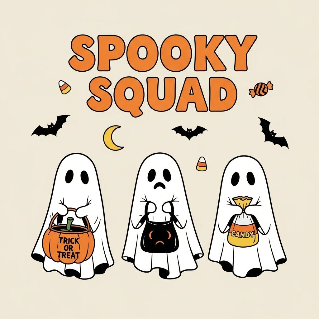 Принт Spooky Squad с забавными привидениями