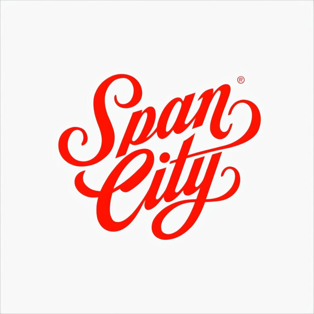 Красный шрифтовой логотип Span City на белом фоне