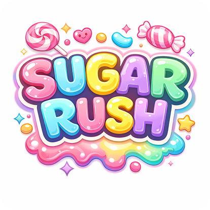 Сгенерированный яркий логотип магазина сладостей Sugar Rush